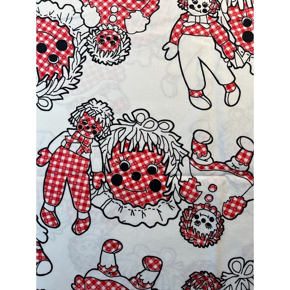 Fabric - RARE VTG 70s Raggedy Ann‎ and Andy Rag Doll Washed Cotton 58" L x 44" W
